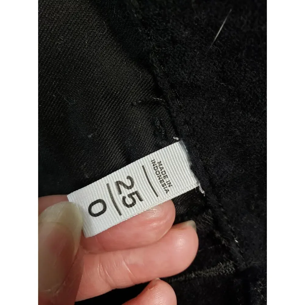 Loft Jeans Size 0 Women Black Pants Corduroy Stretch Mid Rise Flared Wide Leg